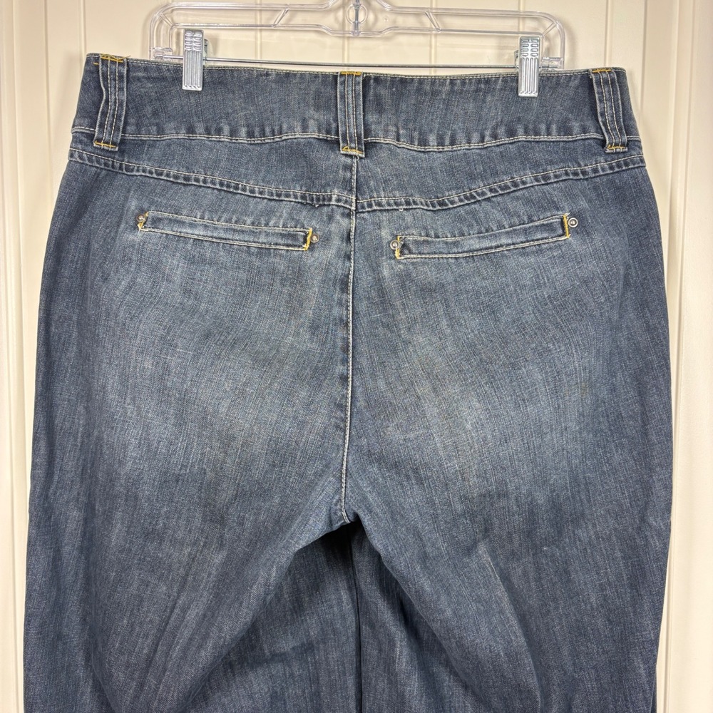 Venezia Dark Wash High Rise Wide Leg Trouser Jeans with Front Pleats and Cuffs - Picture 8 of 10